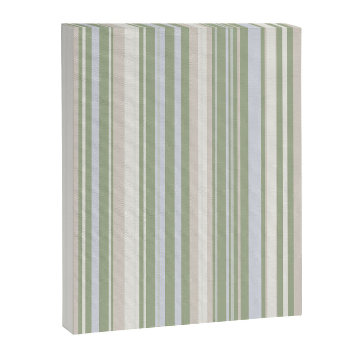 Sage Stripes - Vertical Striped Pattern in Sage Green, Almond Beige, Pale Gray, and Cream Canvas Print Gallery Image 1