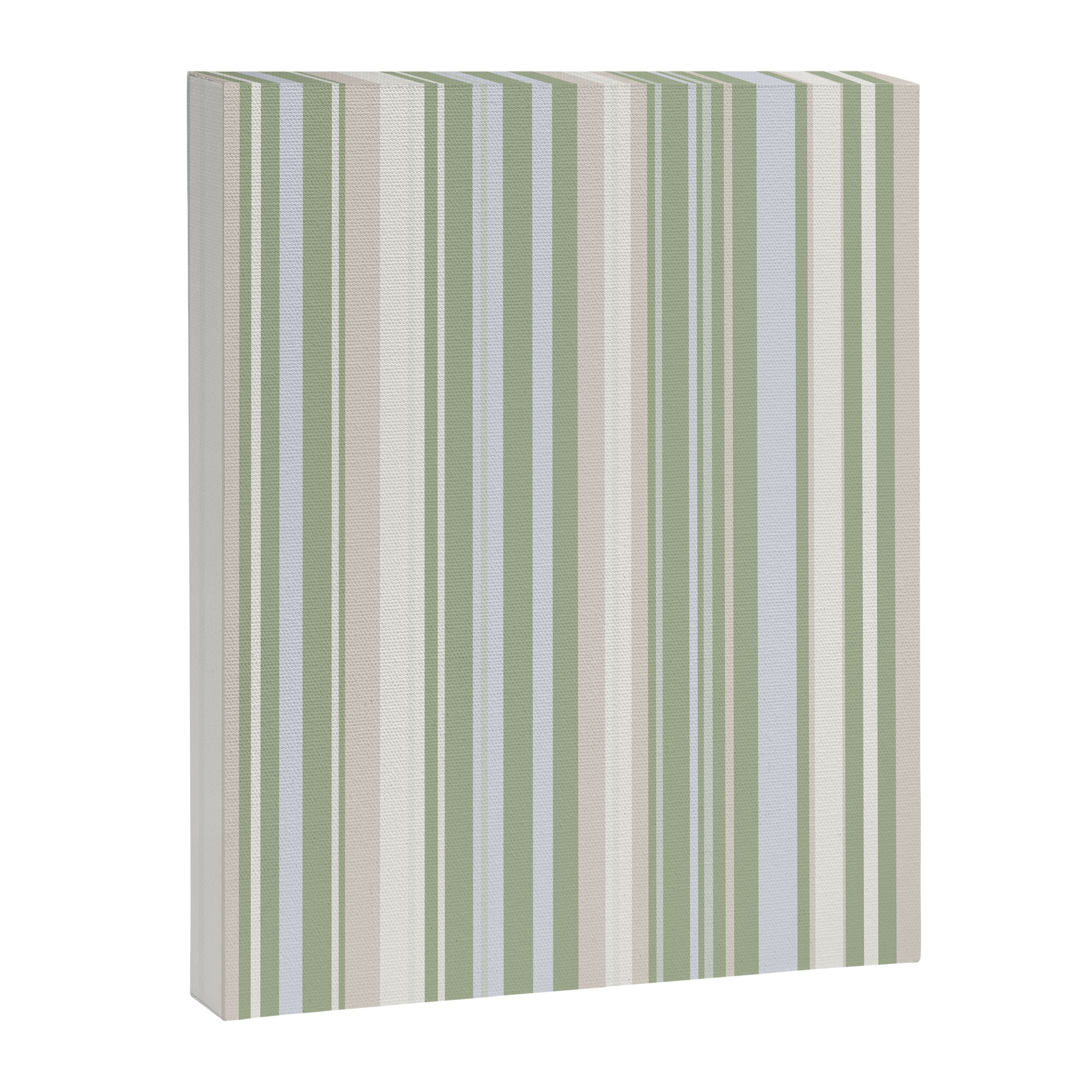 Sage Stripes - Vertical Striped Pattern in Sage Green, Almond Beige, Pale Gray, and Cream Canvas Print Gallery Image 8