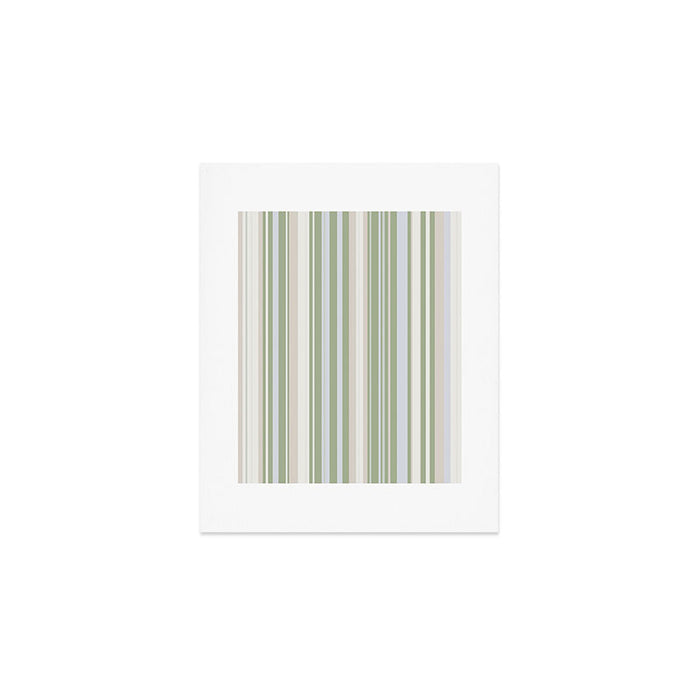 Sage Stripes - Vertical Striped Pattern in Sage Green, Almond Beige, Pale Gray, and Cream Art Print Gallery Image 1