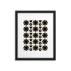 Scandi Floral Grid Retro Flower Pattern in Black and Almond Cream  Framed Art Print Gallery Image 6