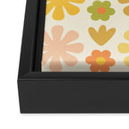 Scandi Floral Grid Retro Flower Pattern in Green Blush Yellow Cream Framed Canvas Print Gallery Image 3