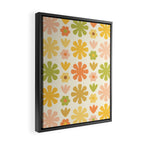 Scandi Floral Grid Retro Flower Pattern in Green Blush Yellow Cream Framed Canvas Print Gallery Image 2