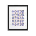 Scandi Floral Grid Retro Flower Pattern in Light Periwinkle Purple and Cream Framed Art Print Gallery Image 6