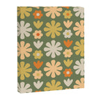 Scandi Floral Grid Retro Flower Pattern in Mossy Olive Green and Orange Canvas Print Gallery Image 8