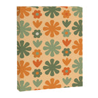 Scandi Floral Grid Retro Flower Pattern in Orange Apricot and Mossy Sage Olive Green Canvas Print Gallery Image 8
