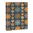 Scandi Floral Grid Retro Flower Pattern Slate Blue Orange Brown Canvas Print Gallery Image 8
