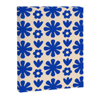 Scandi Floral Grid Retro Flower Pattern Bright Blue and Cream Canvas Print Gallery Image 8