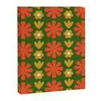 Scandi Floral Grid Retro Pattern Green Ochre Orange Cream Canvas Print Gallery Image 8