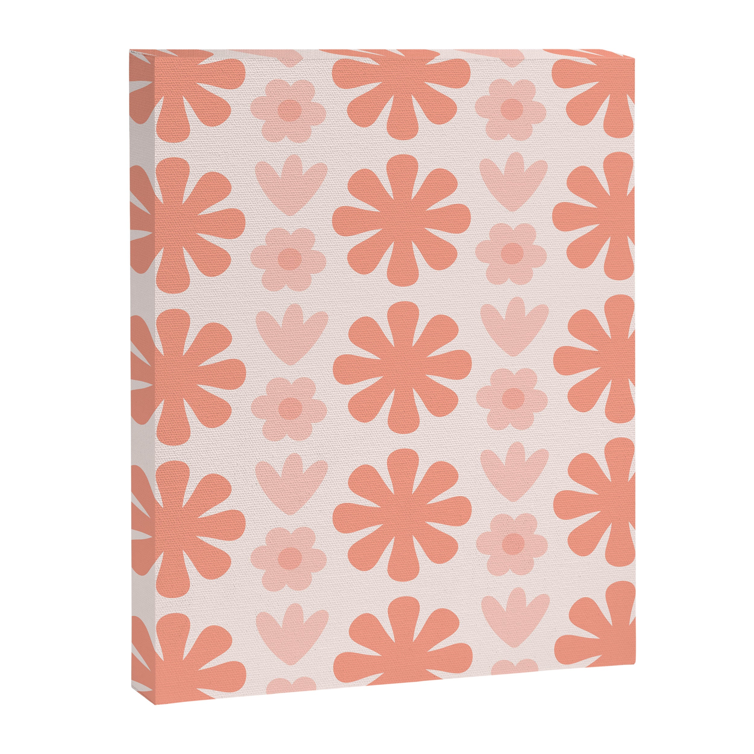 Scandi Floral Grid Retro Pattern in Pale Blush Pink Canvas Print Gallery Image 8