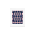 Scandi Flower Minimalist Mid Century Floral Pattern in Pink, White, and Navy Blue Art Print Gallery Image 1