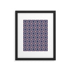 Scandi Flower Minimalist Mid Century Floral Pattern in Pink, White, and Navy Blue Framed Art Print Gallery Image 6