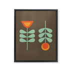 Scandi Flower Pair Retro Floral Minimalist Brown Orange Celadon Mint Framed Canvas Print Gallery Image 8