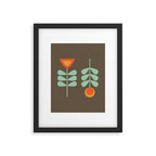 Scandi Flower Pair Retro Floral Minimalist Brown Orange Celadon Mint Framed Art Print Gallery Image 6