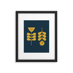 Scandi Garden Retro Minimalist Flower Pair in Mustard Yellow and Navy Blue Framed Art Print Gallery Image 6
