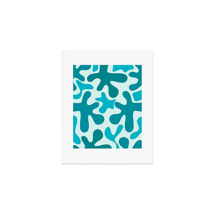 Sea Star Maximalist Pattern in Aqua and Teal Blue Art Print Gallery Image 1
