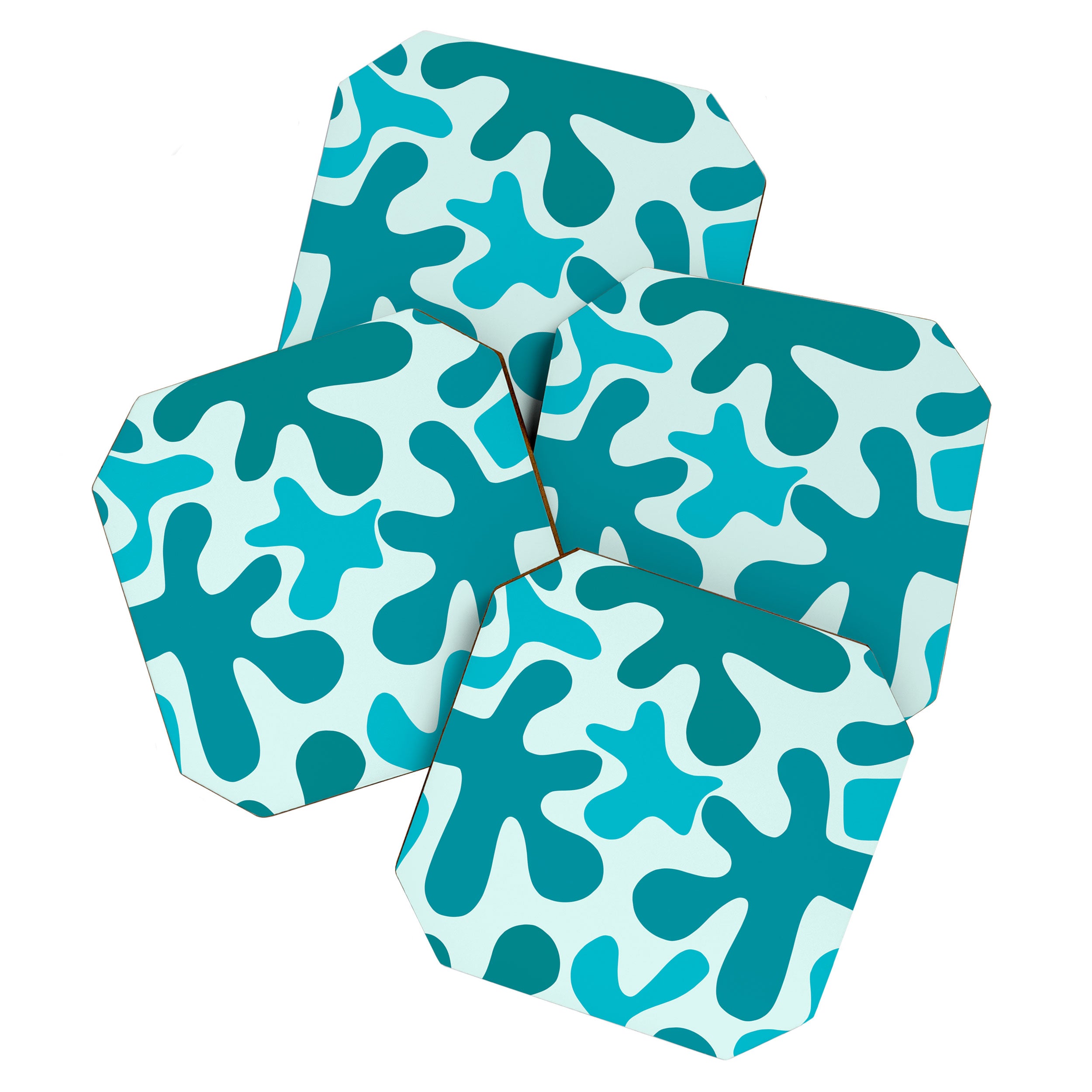 Sea Star Maximalist Pattern in Aqua and Teal Blue Coaster Gallery Image 1