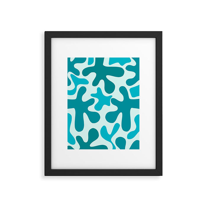 Sea Star Maximalist Pattern in Aqua and Teal Blue Framed Art Print Gallery Image 1