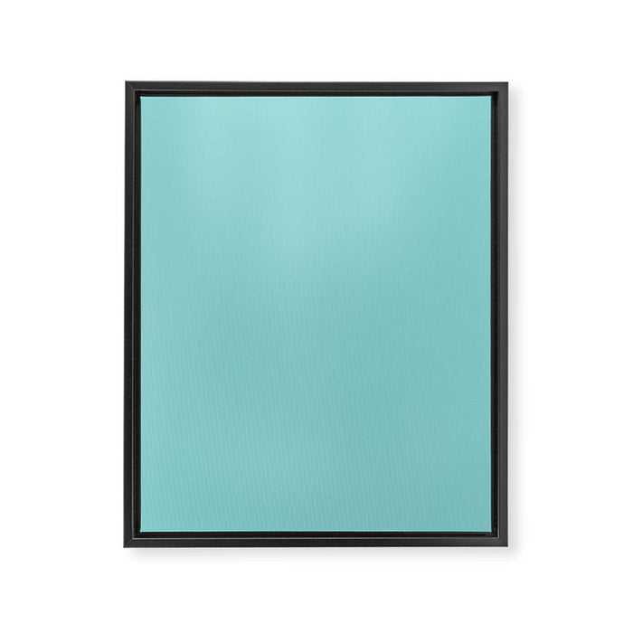 Serene Aqua Blue Solid Color Framed Canvas Print Gallery Image 1