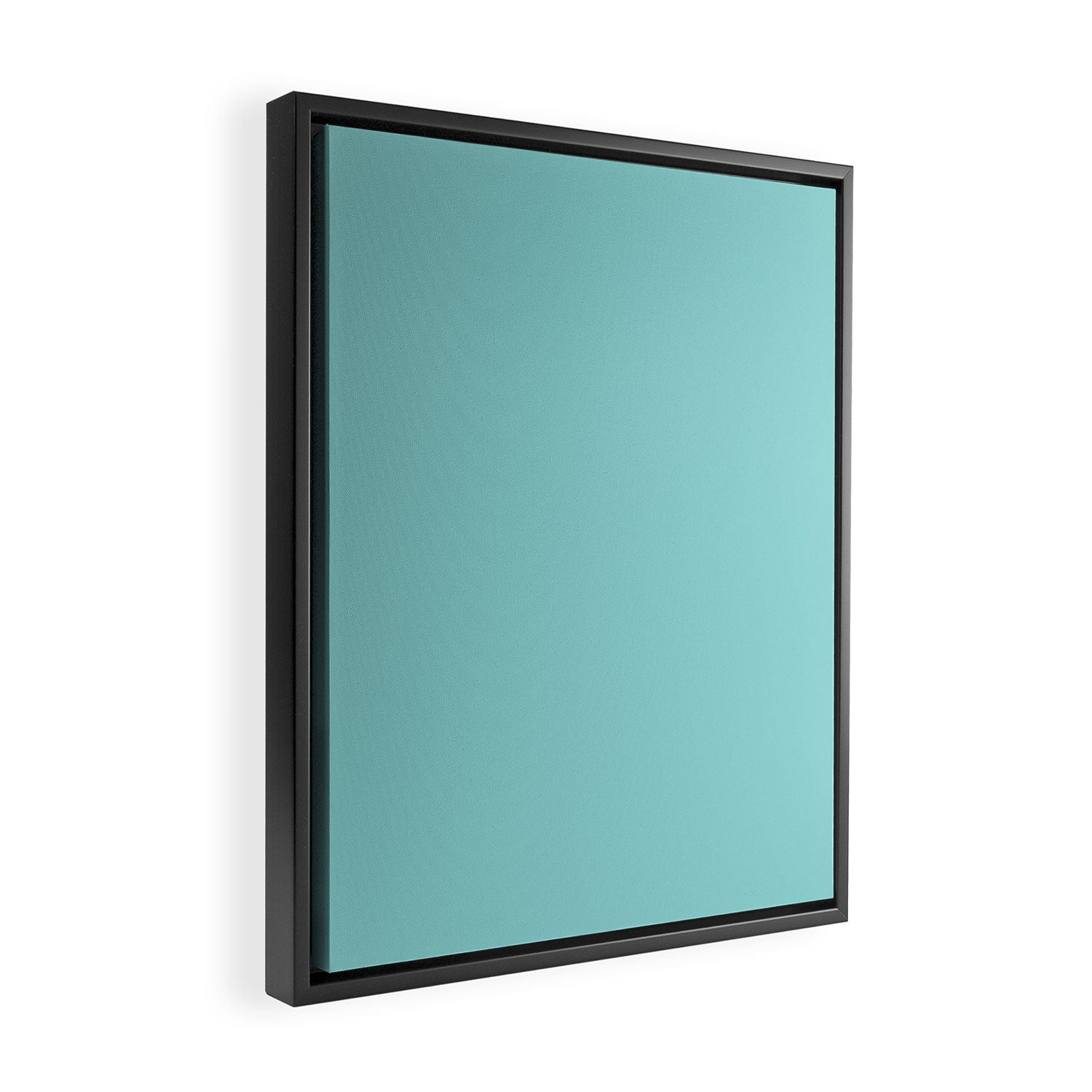 Serene Aqua Blue Solid Color Framed Canvas Print Gallery Image 2