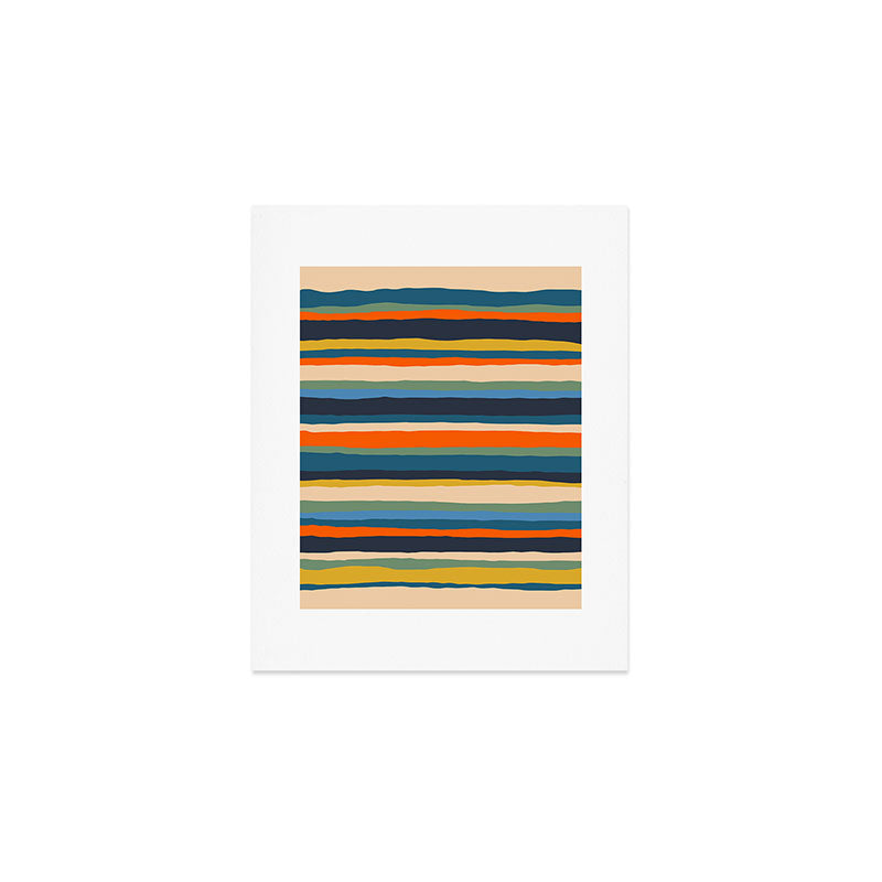 Serrate Stripes Colorful Retro Organic Contemporary Pattern Art Print Gallery Image 1