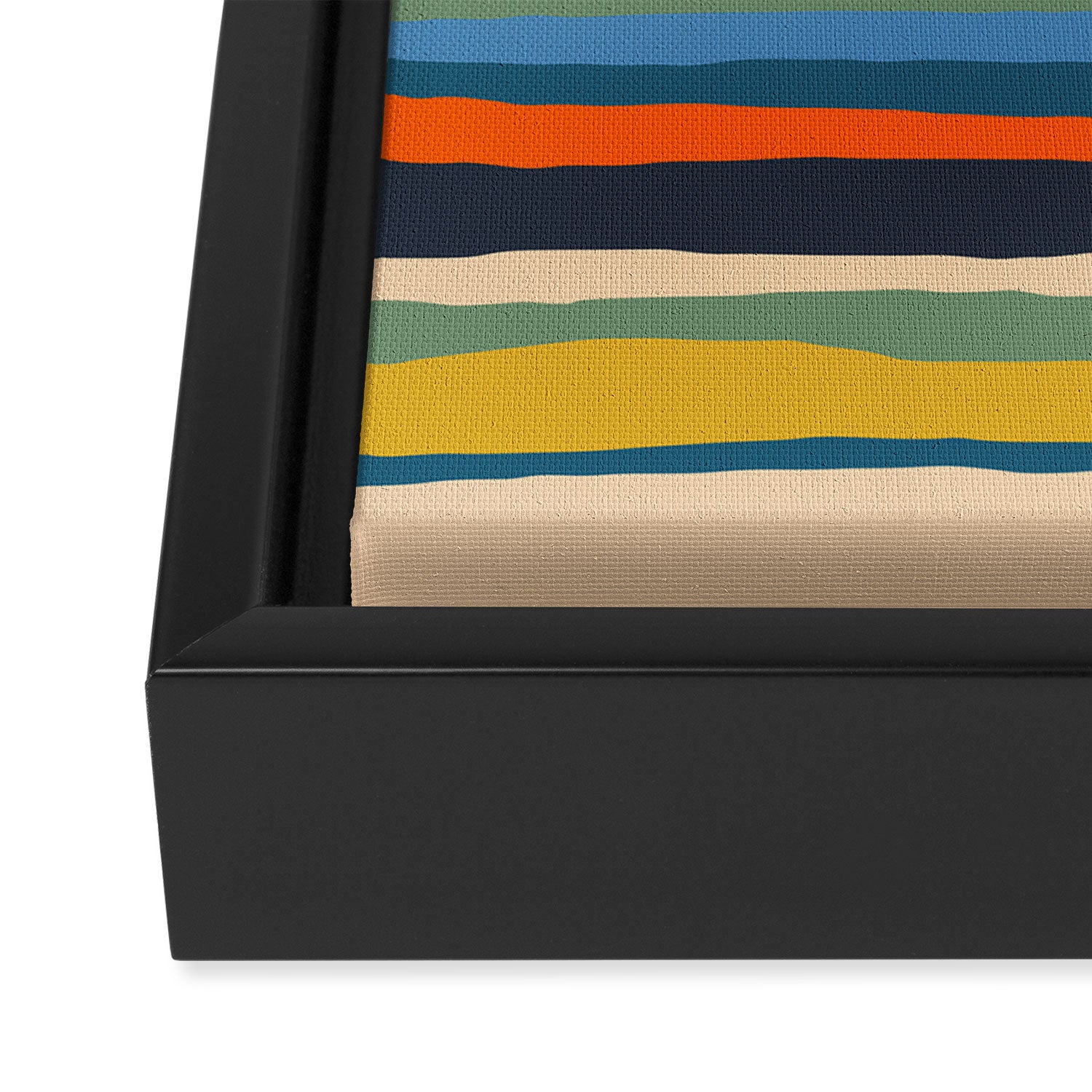 Serrate Stripes Colorful Retro Organic Contemporary Pattern Framed Canvas Print Gallery Image 3