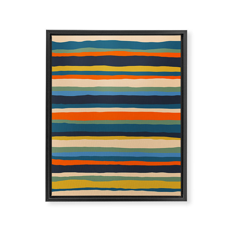 Serrate Stripes Colorful Retro Organic Contemporary Pattern Framed Canvas Print Gallery Image 6