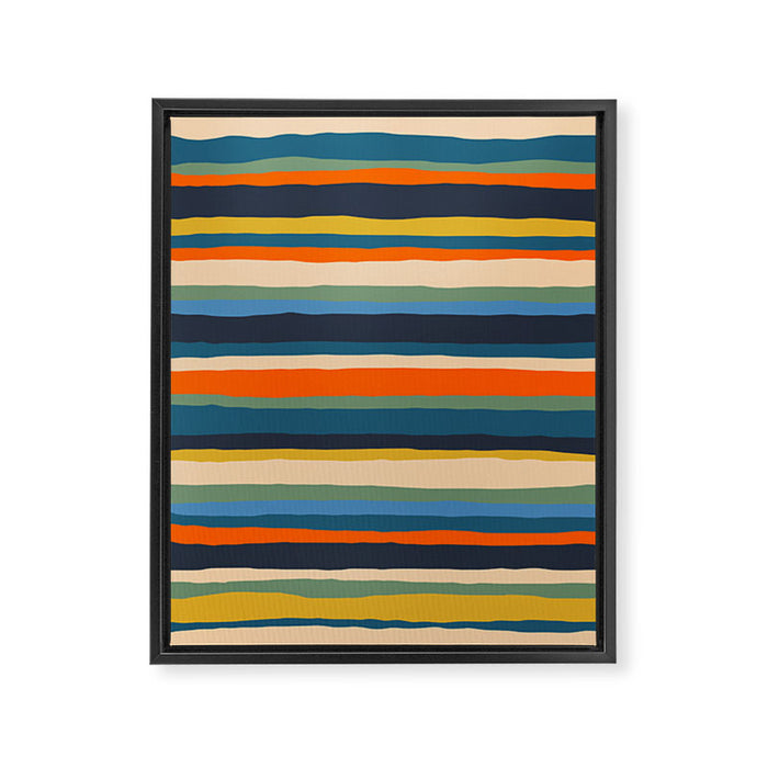 Serrate Stripes Colorful Retro Organic Contemporary Pattern Framed Canvas Print Gallery Image 1