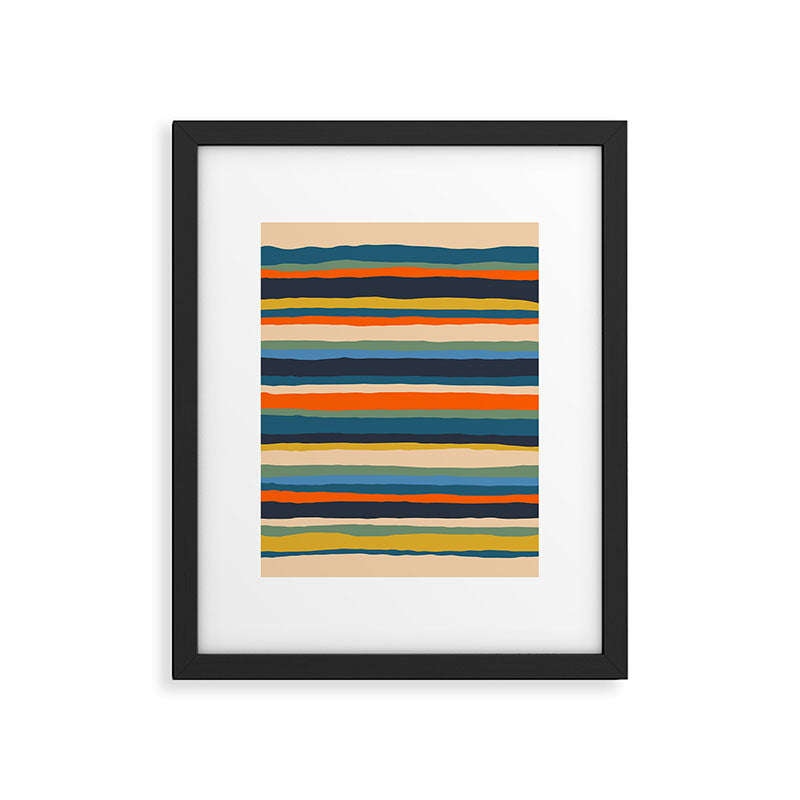 Serrate Stripes Colorful Retro Organic Contemporary Pattern Framed Art Print Gallery Image 5