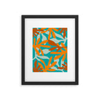 Seychelles Garden Botanical Abstract in Rust, Orange, Aqua, and Turquoise Framed Art Print Gallery Image 5