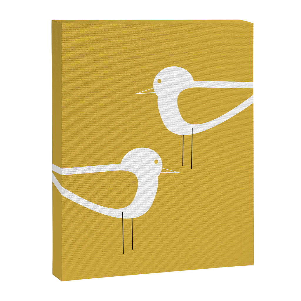 Shorebird Pair in Light Mustard and White Canvas Print Gallery Image 8