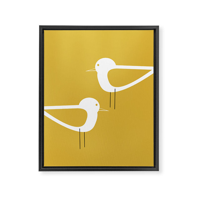 Shorebird Pair in Light Mustard and White Framed Canvas Print Gallery Image 8