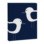 Shorebird Pair - Minimalist Beach Birds in White and Nautical Navy Blue Canvas Print Gallery Image 8