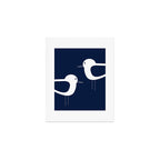 Shorebird Pair - Minimalist Beach Birds in White and Nautical Navy Blue Art Print Gallery Image 1