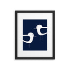 Shorebird Pair - Minimalist Beach Birds in White and Nautical Navy Blue Framed Art Print Gallery Image 6