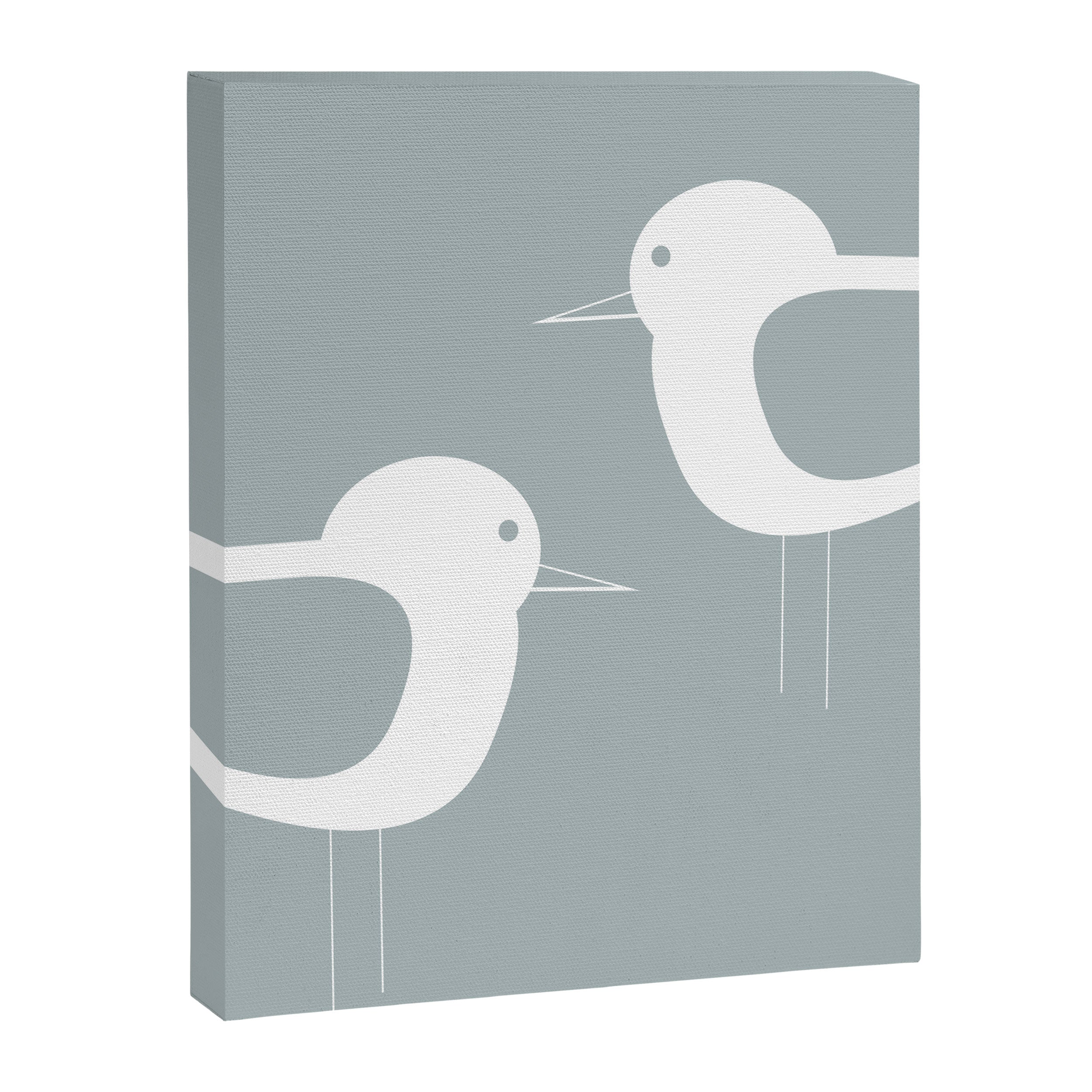 Shorebird Pair Minimalist Coastal Bird Couple in Light Blue-Gray and White Canvas Print Gallery Image 8