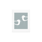 Shorebird Pair Minimalist Coastal Bird Couple in Light Blue-Gray and White Art Print Gallery Image 1