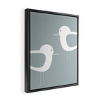 Shorebird Pair Minimalist Coastal Bird Couple in Light Blue-Gray and White Framed Canvas Print Gallery Image 2