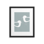 Shorebird Pair Minimalist Coastal Bird Couple in Light Blue-Gray and White Framed Art Print Gallery Image 6