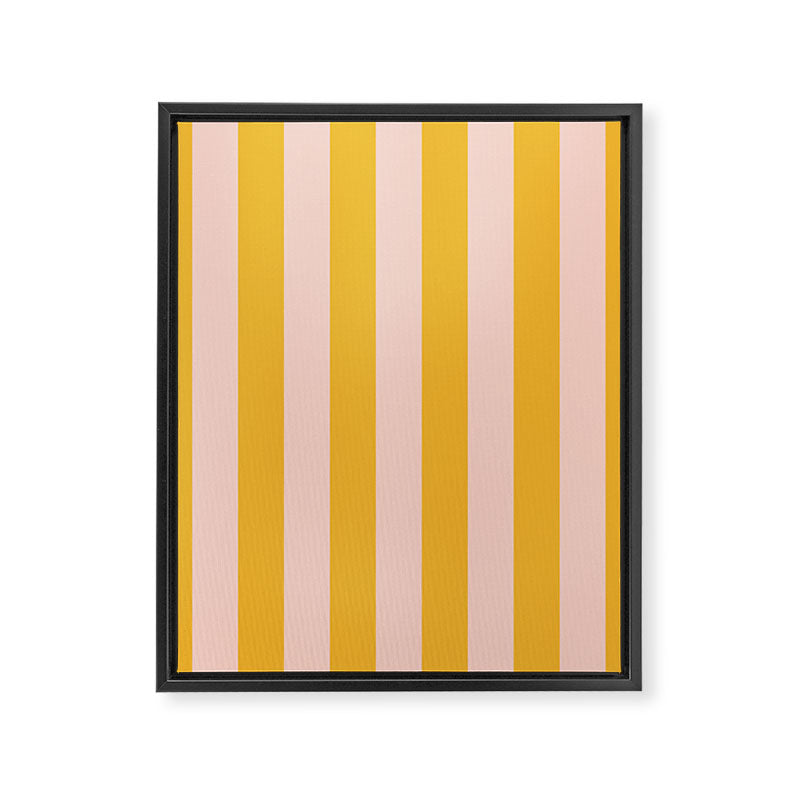 Simple Contemporary Stripe Pattern in Blush Pink and Yellow Orange Framed Canvas Print Gallery Image 8