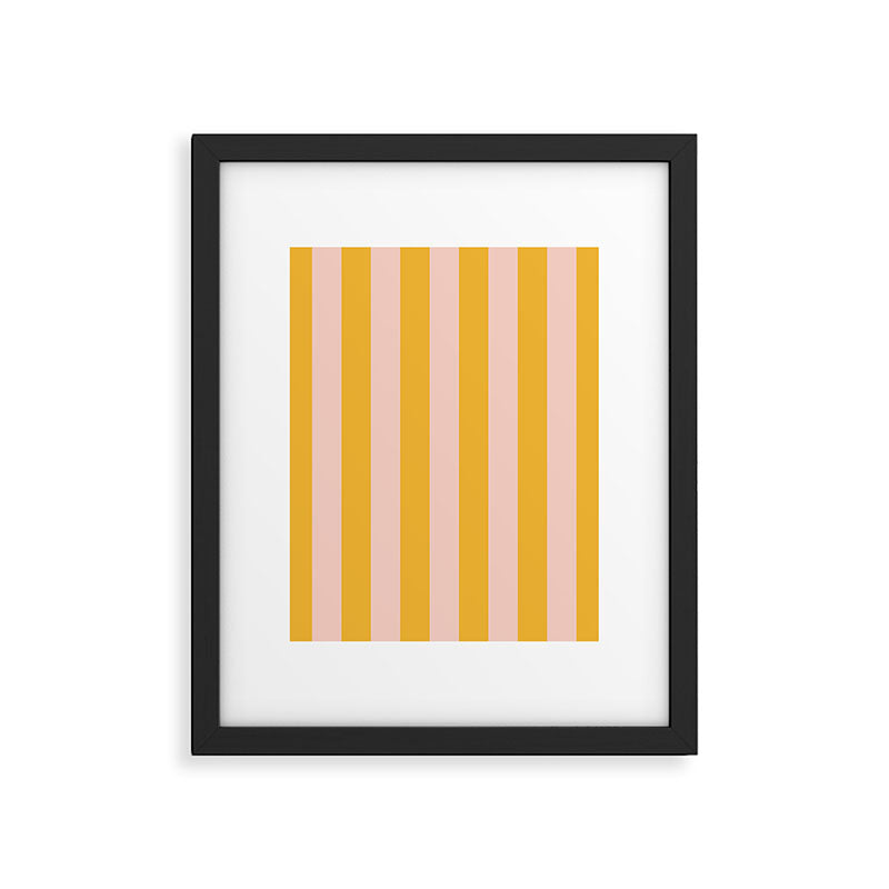 Simple Contemporary Stripe Pattern in Blush Pink and Yellow Orange Framed Art Print Gallery Image 6