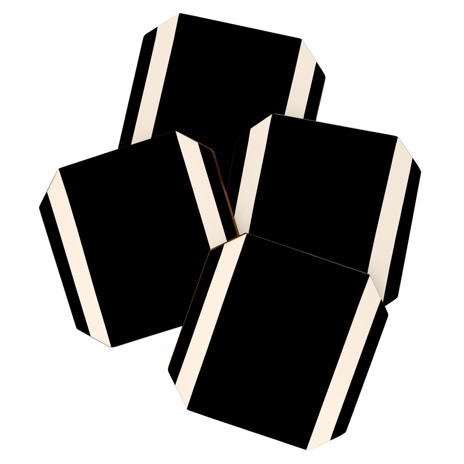 Simple Elegant Minimalist Frame Pattern 1 in Black and Almond Cream Coaster Gallery Image 1