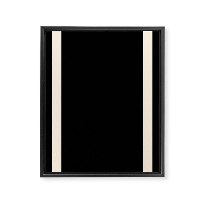 Simple Elegant Minimalist Frame Pattern III in Solid Black and Almond Cream Framed Canvas Print Gallery Image 1