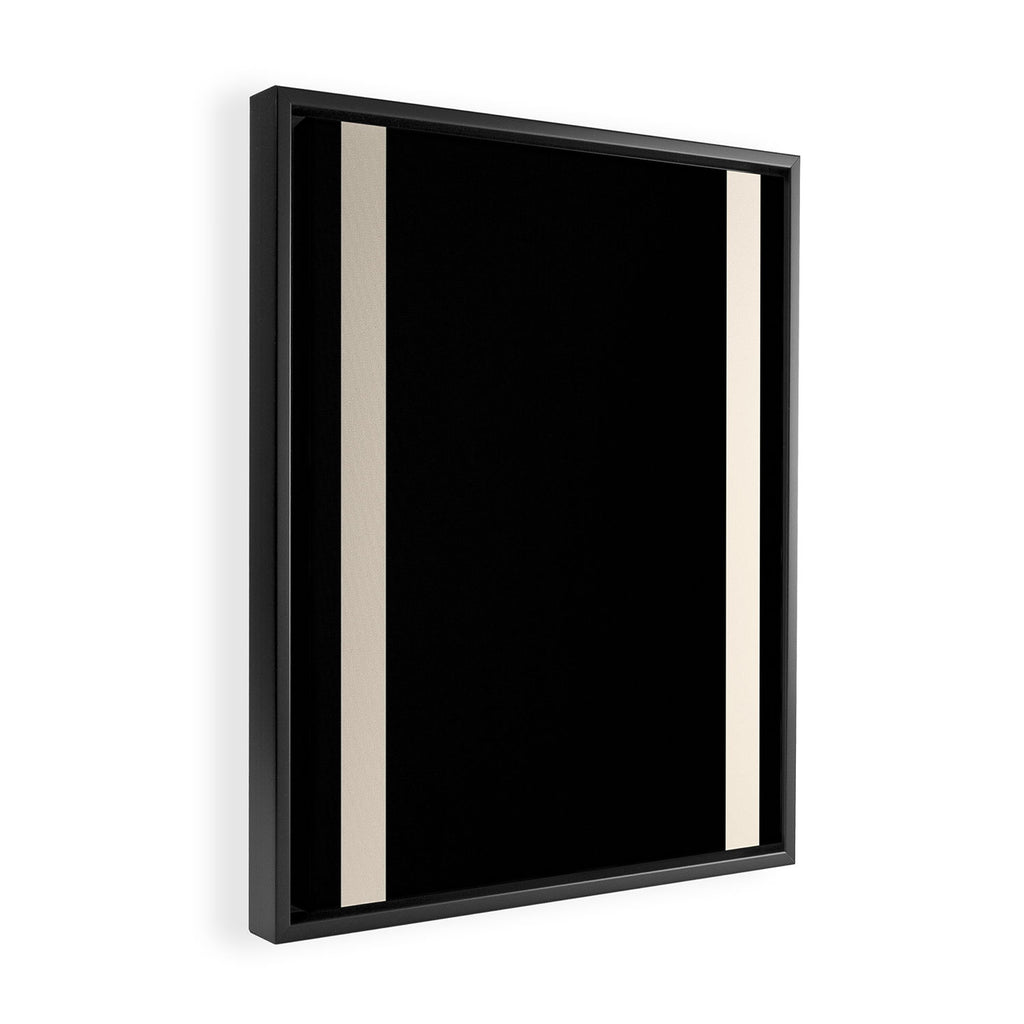 Simple Elegant Minimalist Frame Pattern III in Solid Black and Almond Cream Framed Canvas Print Gallery Image 2