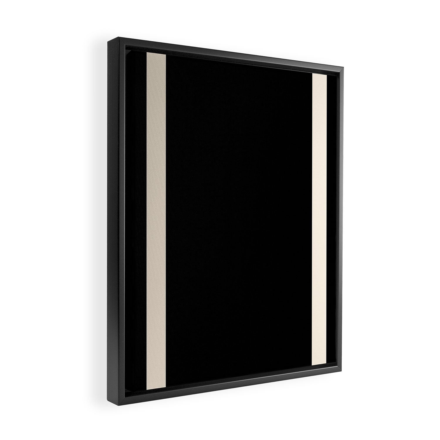 Simple Elegant Minimalist Frame Pattern III in Solid Black and Almond Cream Framed Canvas Print Gallery Image 2