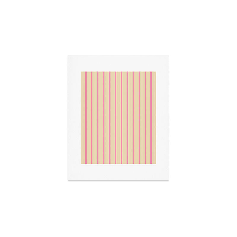 Simple Fresh Country Stripes Narrow Vertical Stripe Pattern in Pink and Cream Art Print Gallery Image 1
