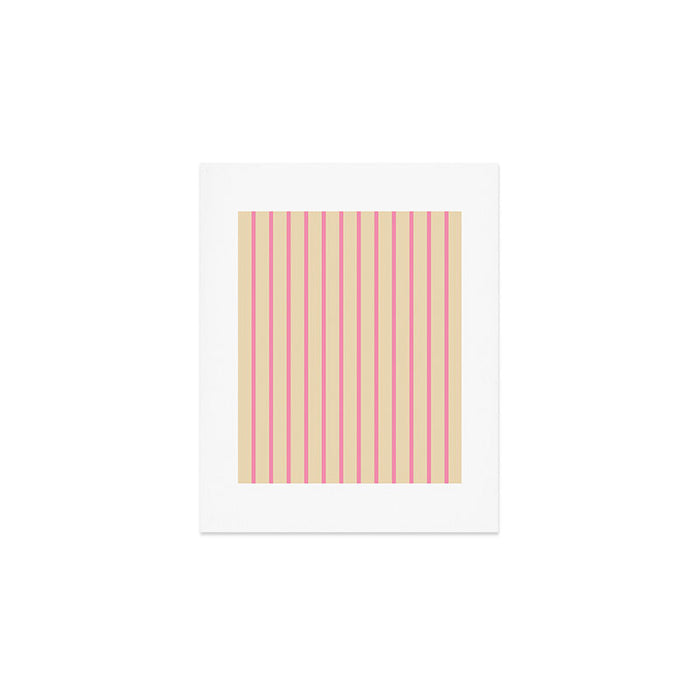 Simple Fresh Country Stripes Narrow Vertical Stripe Pattern in Pink and Cream Art Print Gallery Image 1