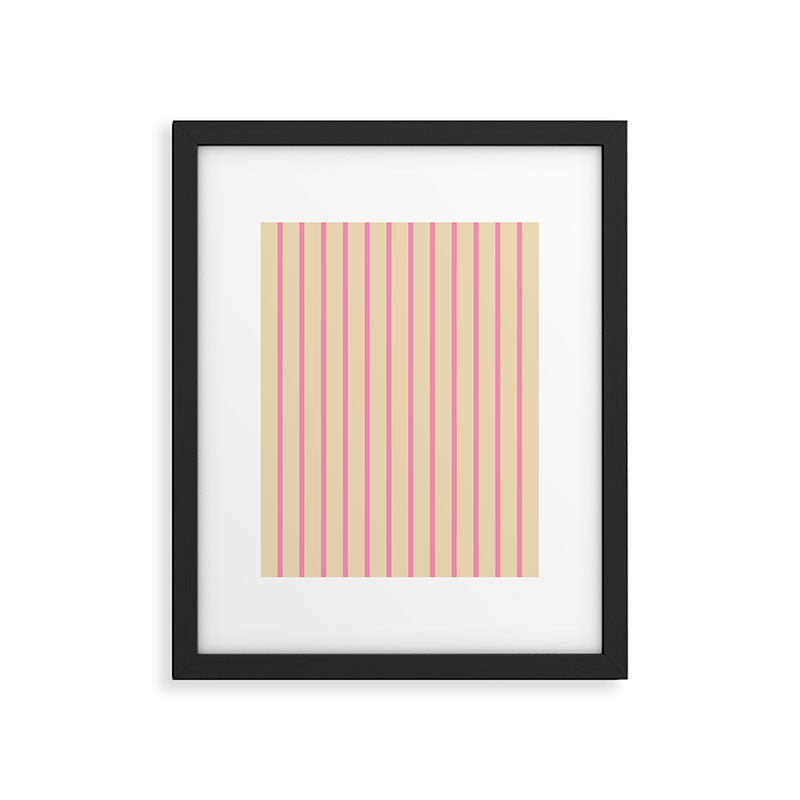 Simple Fresh Country Stripes Narrow Vertical Stripe Pattern in Pink and Cream Framed Art Print Gallery Image 6