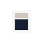 Simple Minimalist Color Block Pattern - Mid Striped Solid Light Mushroom Beige White Deep Navy Blue Art Print Gallery Image 1