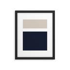 Simple Minimalist Color Block Pattern - Mid Striped Solid Light Mushroom Beige White Deep Navy Blue Framed Art Print Gallery Image 6