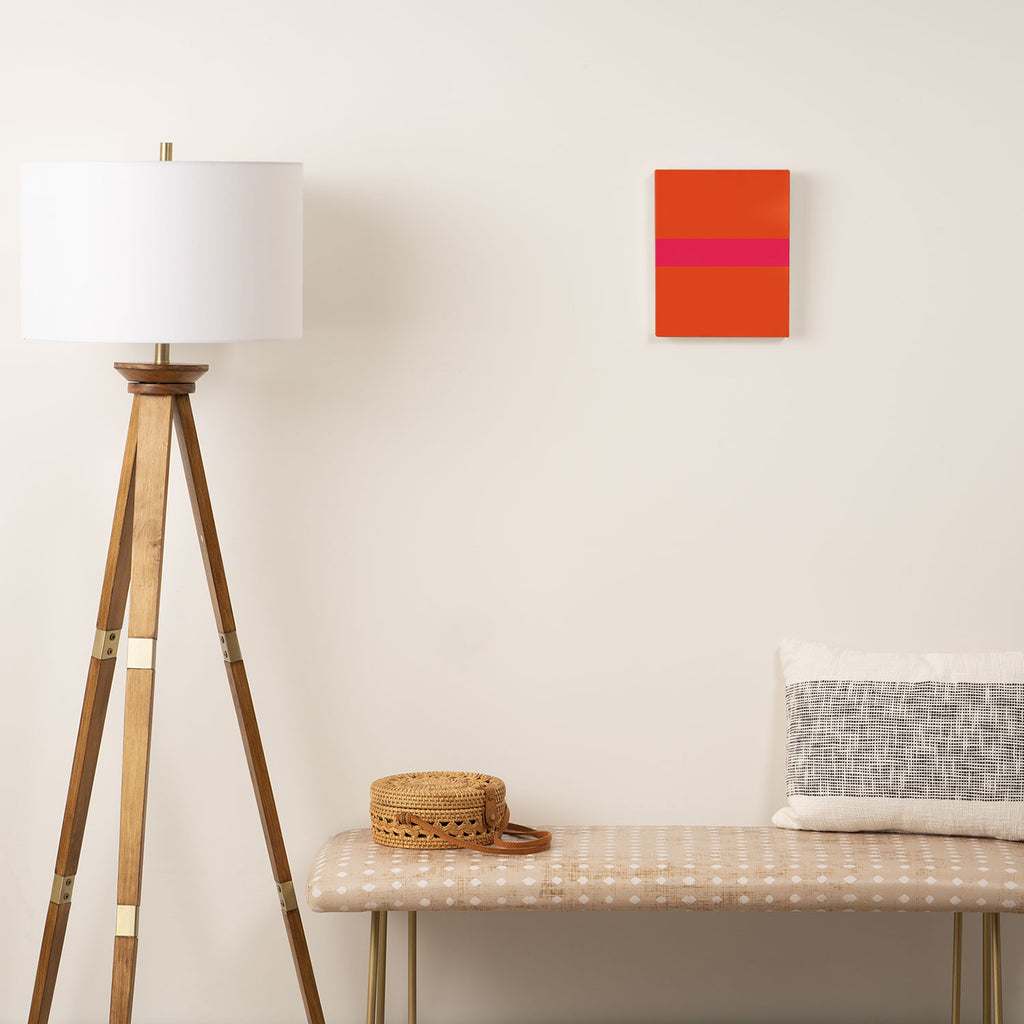 Single Stripe Hot Pink and Orange Maximalist Minimalist Pattern Canvas Print Gallery Image 2